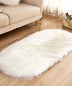 Dexim Carbon Oval & Fluffy Faux Sheepskin Fur Rug
