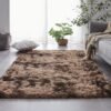 Shag Area Rug, 4'x6' Tie-Dyed Coffee Living Room Rug